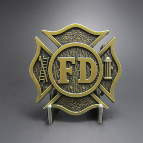 Western Men Zinc alloy Leather Belt Buckle Firefighter Dept Hero shape Pattern US Local Shipping