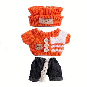 17cm Labubu Doll Clothes For With 3 Outfits - Stylish Fisherman Hat & Sweaters & Pants Or Skirt Set For 17cm Dolls, Adorable BuLabu Accessories For Play & Display (Not Included Shoes & Doll)