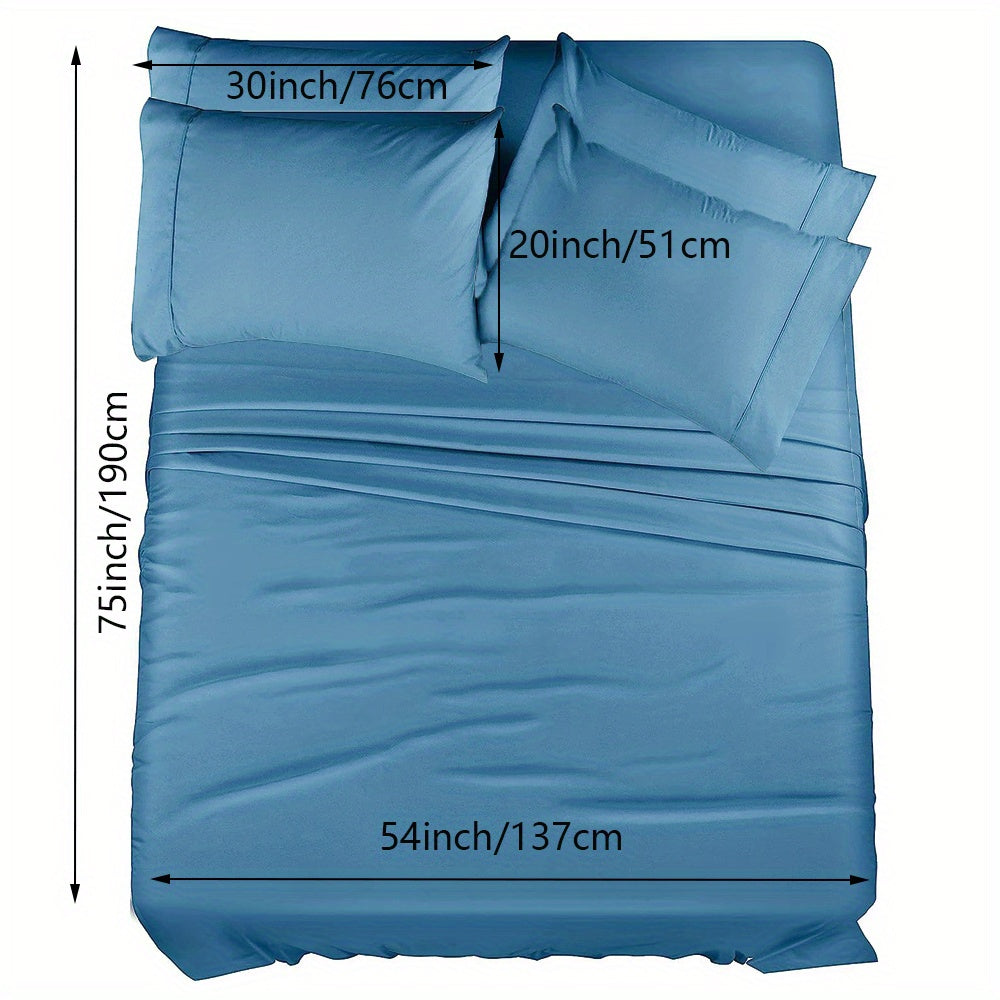 4/6pcs Luxury Cool Fitted Sheet Set, Wrinkle, Fade, Mattress Cover with Deep Pocket, Soft Comfortable Breathable Bedding Set, for Bedroom Hotel (1*Flat Sheet + 1* Fitted Sheet + 2/4*Pillowcases, Without Core)