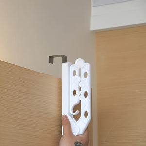 1pc Folding Clothes Drying Rack, Portable Over-The-Door Hook Hanger, Space-Saving Wardrobe Balcony Bathroom Clothes Hanging Rack Accessory f