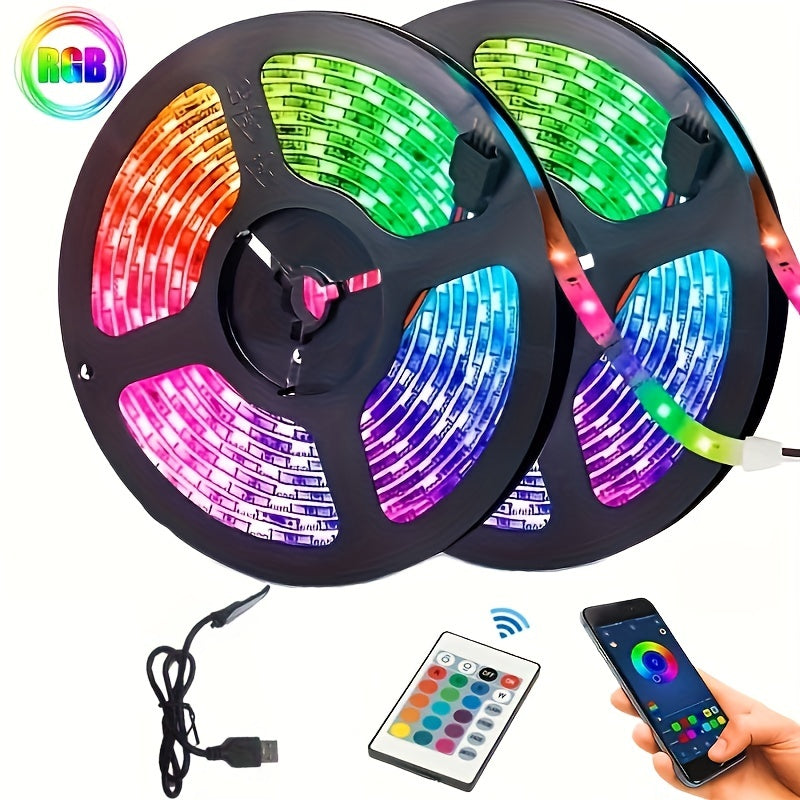 Create A Magical Ambience With 5050 RGB Led Strip Lights - Music Sync Color Changing, Remote Control, Perfect For Home, Garden, Party, And M