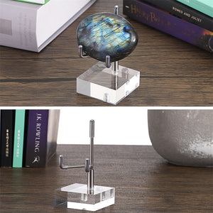 Adjustable Metal Arms Display Stand Easel with Acrylic Base Small Display Easel Holder for Fossil Coral Geodes Rock Mineral Agate Crystals Seashell and Small Collectibles