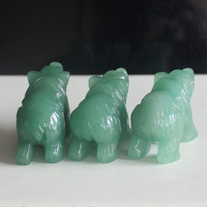 2'' Hand Carved Mixed Gemstone Crystal Bear Figurine Animal Carving (Green Aventurine)