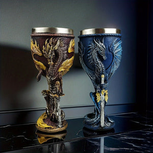 1pc, 7oz (200ml) Dragon Sword Cup, Medieval Dragon Wine Glass, Stainless Steel Champagne Glass, Gothic Dragon Sword Goblet, For Scotch Bourb