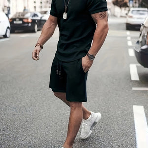 Men's Summer 2-Piece Set - Breathable Muscle Tee & Shorts - Versatile Beach/Sports/Loungewear