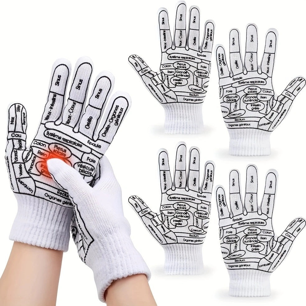 1 Dual Finger Pressure Reflexology Gloves, Hand Spa Reflexology Tool, Massage Hand Spa Reflexology Tool with English Acupuncture Points Chart for Men And Women Chinese Medicine Joints Muscle Soothing, Hand Drawing Acupuncture Guide, Massage Tool