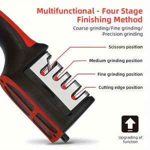 Knife Sharpener 4 Stages Professional Kitchen Sharpening Stone Grinder Knives Whetstone Tungsten Diamond Ceramic Sharpener Tool （ Material: