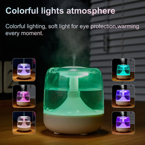 Quiet USB-Powered Home Humidifier with Seven-Color Night Light, Dual Mist Levels, Visible Water Level, 26dB Noise, Long-Lasting 24-Hour Oper