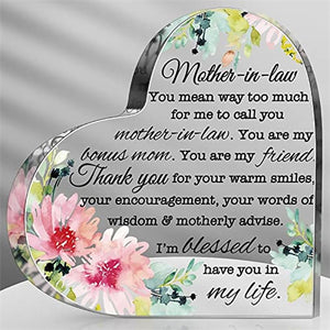 1pc, Mother In Law Gift Mom Gift Acrylic Heart Mothers Plaque Thank You Gifts Grateful Birthday Gifts For Mom Acrylic Best Mom Sign Acrylic Heart Sign