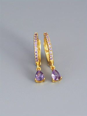 1 Pair Elegant Mini Cubic Zirconia Teardrop Earrings - Sparkling Dangle Design with Clear Gemstone, Ideal for Daily Wear & Special Occasions