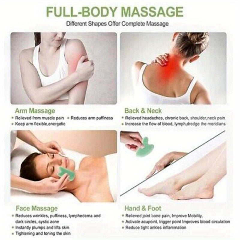 7pcs Gua Sha Beauty Massage Tool Set - Natural Resin Gua Sha Scrapers For Face, Back & Neck - Relax Muscles & Release Stress - Mother's Day