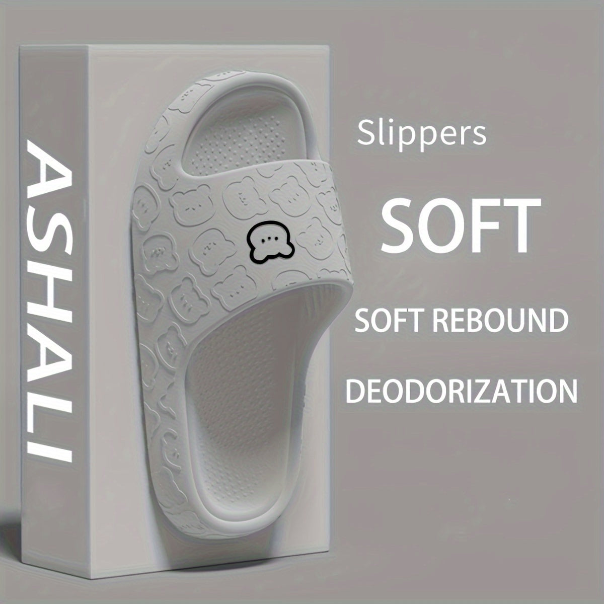 ASHALI Cute Bear Breathable Men'S Soft Slippers, All-Season Indoor Home Use for Couples, Bathroom Slippers