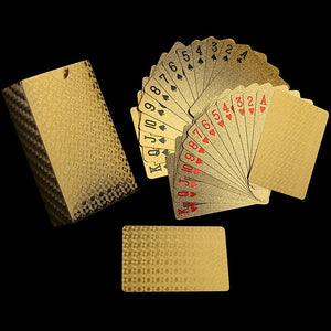 1set Waterproof 24k Golden Playing Cards - Plastic Poker Deck with Foil Finish - Perfect for Magic Tricks, Gambling, and Collectors