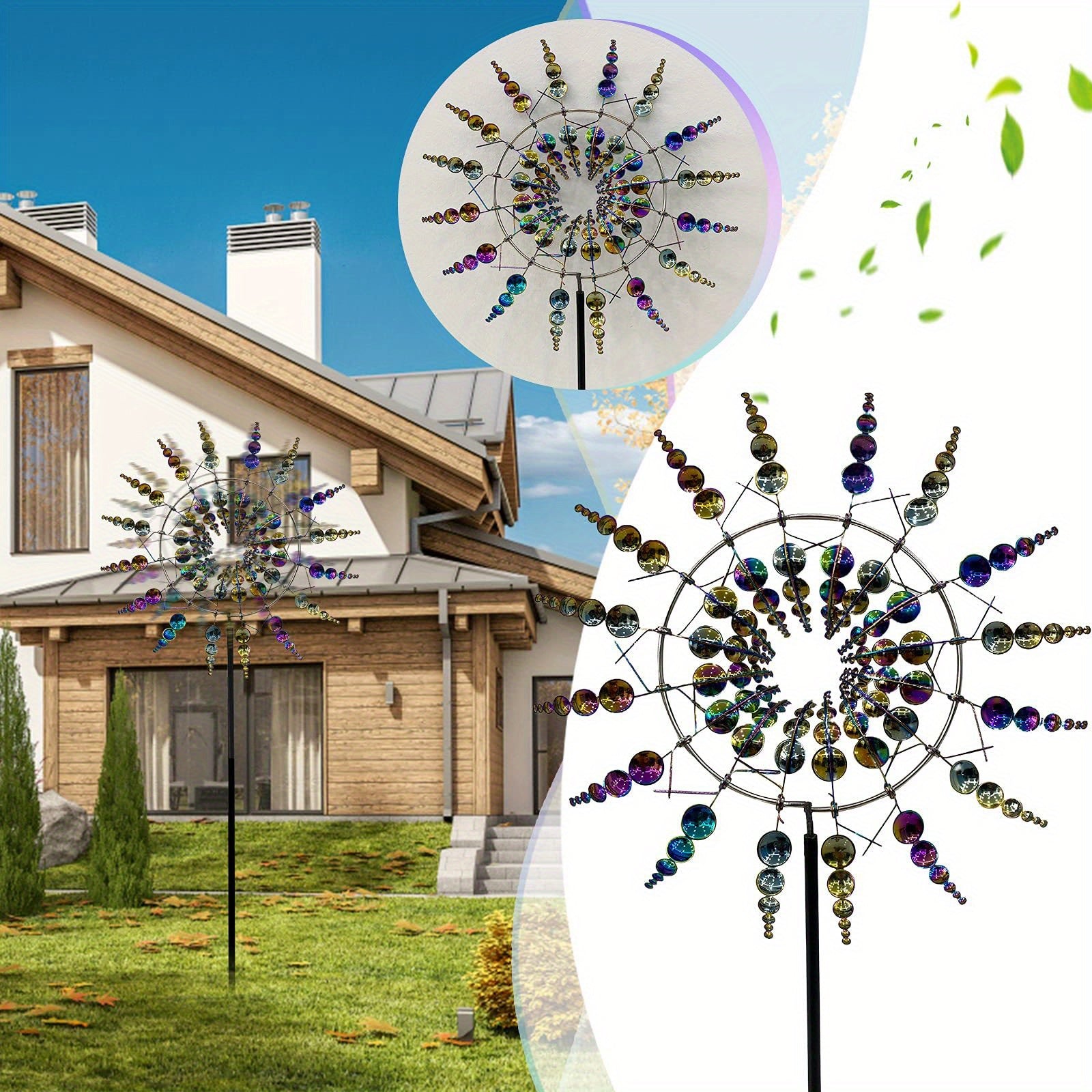 1pc Magical Kinetic Metal Windmill Spinner Wind Powered Catchers, Creative Patio Garden Lawn Outdoor Courtyard Decoration Unique Wind Collec