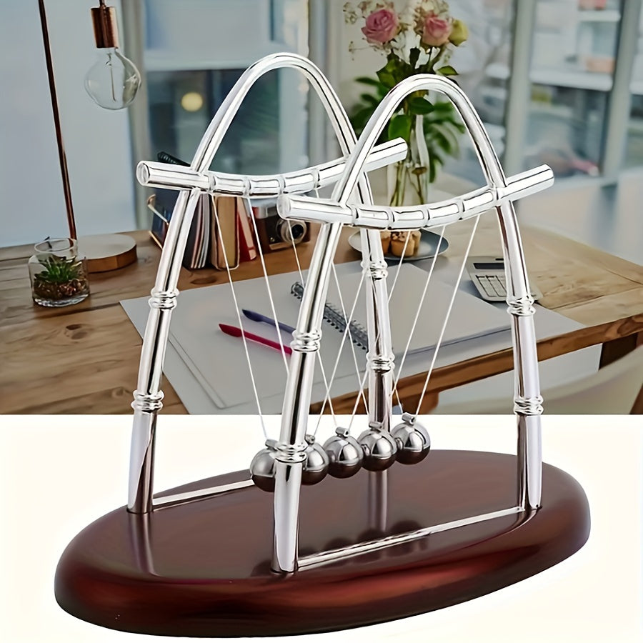 Sleek Newton's Cradle Pendulum - Desk Decor, Stress Relief & Educational Tool for Office and Home