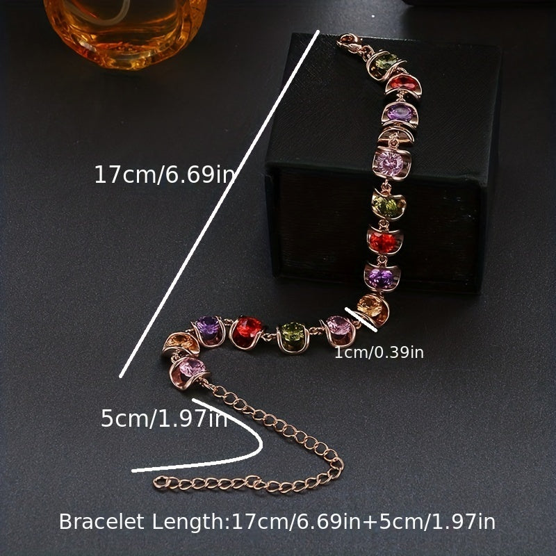 Vintage Light Luxury Water Drop Zircon 18K Gold Plated Bracelet For Women Girls Birthday Anniversary Gift