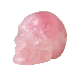 2 inch Natural Rose Quartz Handmade Carved Skull Crafts Figurine Crystal Healing Home Decor Ornament Polished Art Collectible