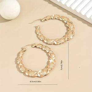 Bohemian Retro Large Circle Earrings, Exquisite Smooth Relief Pattern Beauty Women'S Pendant Earrings, Perfect Jewelry Gift For Mother'S Day