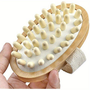 Natural Wooden Body Brush for Reduction, Lymphatic Health & Light Beige Exfoliation - Oval-Shaped Massage Tool with Soft Beige Bristles & Wooden Handle for Shower, Bath & Spa Use, Ergonomic Design, Massager