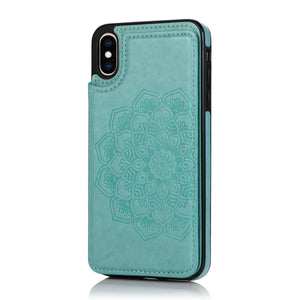 Embossed Leather Phone Bag Case For IPhone 14 13 12 11 Pro XS X Max XR 8 7 Plus SE 2020 2022 Luxury Shockproof Cover