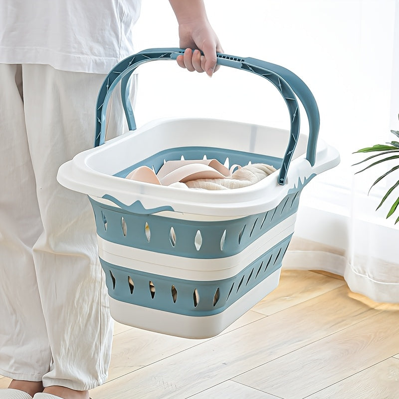 1pc Collapsible Laundry Hamper - Portable Durable Plastic Clothes Storage with Handles, Space Saving Rectangular Design for Bedroom, Bathroom and Home Organization, Laundry Hamper, Bedroom Organization, Modern Organizer, Easy to Clean, Laundry Hamper, Lau
