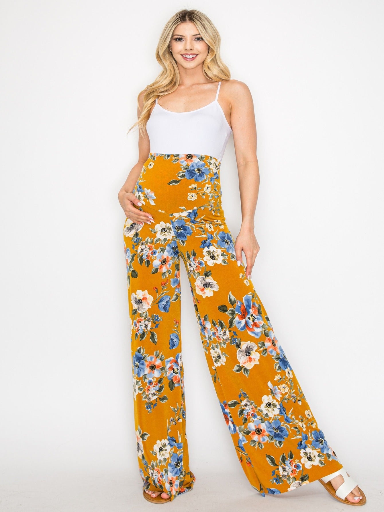 My Bump Women's Maternity Casual Bohemian Damask Palazzo Pants with Tummy Control - Stylish and Comfortable for Expectant Mothers - Available in Various Sizes - Soft and Breathable Fabric - Ideal for Everyday Wear and Relaxed Outings