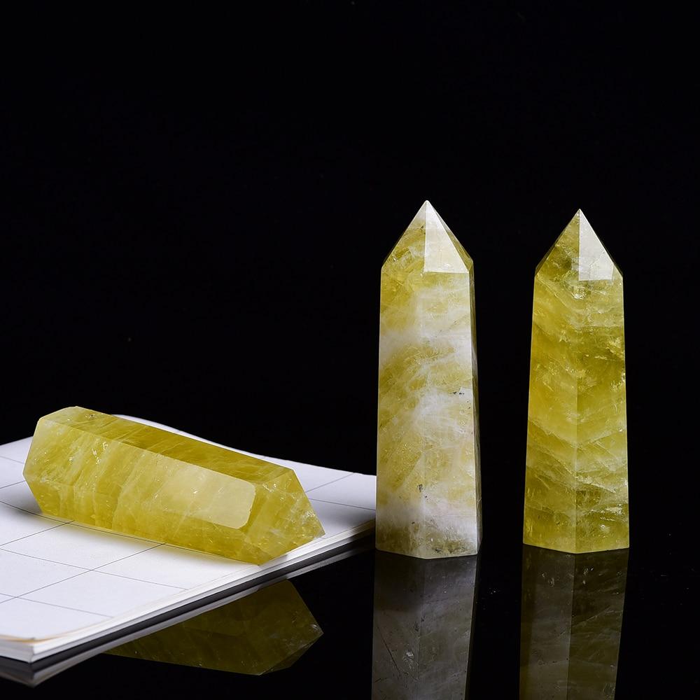 1pc Natural Citrine Crystal Point Healing Obelisk Yellow Quartz Wand Beautiful Ornament for Home Decor Reiki Stone 10x3cm