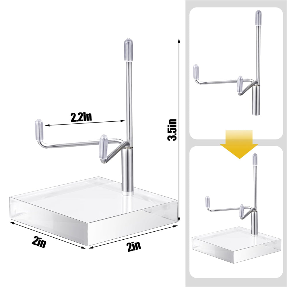 4 Pcs Adjustable Metal Arm Display Stand Easel with Acrylic Base Rock Display Easel Holder Acrylic Easel Crystal Display Stand Clear Plate Stand for Geodes Mineral Agate