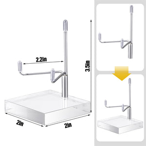 4 Pcs Adjustable Metal Arm Display Stand Easel with Acrylic Base Rock Display Easel Holder Acrylic Easel Crystal Display Stand Clear Plate Stand for Geodes Mineral Agate