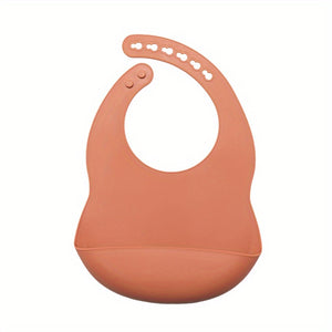 1pc Baby Soft Bib, Simple Plain Color Blank Pattern Adjustable Size Silicone Bib For 1 Year Old + ,Christmas, Halloween, Thanksgiving Day Gi