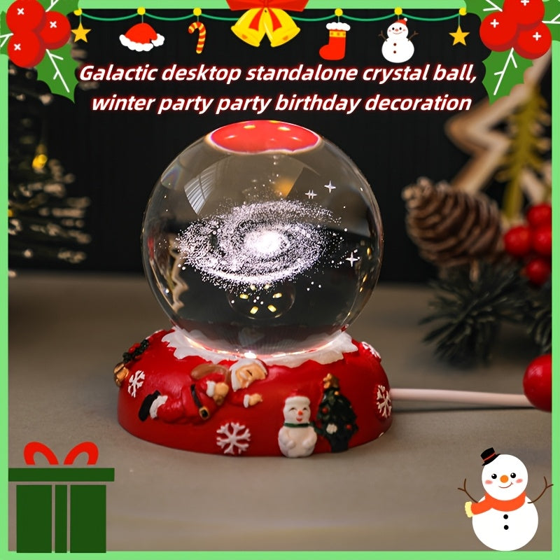 3D Galaxy Crystal Glass Ball, Natural Light Crystal Ball, Various Styles Of Crystal Ball Art Deco Creative Night Lights, It Is A Must-have Gift For Party, Independence Day, Christmas, Wedding, Birthday, New Year, Halloween