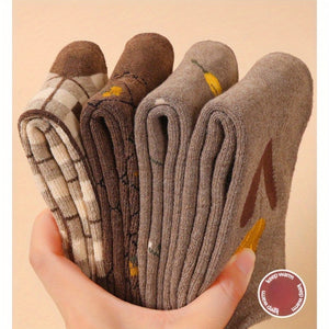 10 Pairs Velvet Thickened Warm Terry Cotton Socks for Women - Cute Medium Tube Casual Stockings, Cotton Blend, Knit Fabric, All-Season, Machine Washable