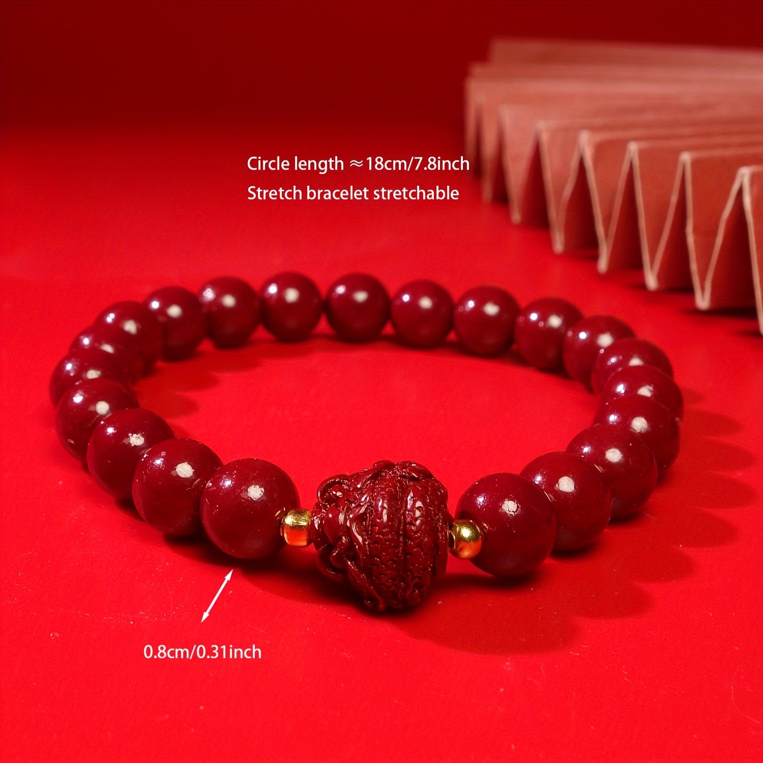 1pc Cinnabar Bracelet, Dragon Year Spring Festival Jewelry For Men And Women, Couple Best Gift