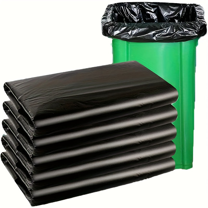 60pcs Heavy-Duty Black Garbage Bags - Leak-Proof, Durable Polyethylene for Home, Office, Kitchen, Bathroom & Outdoor Use, Multi-Purpose Cleaning Solution with Convenient Scroll Design, Office Waste Disposal | Sleek Black Bags | Durable Polyethylene
