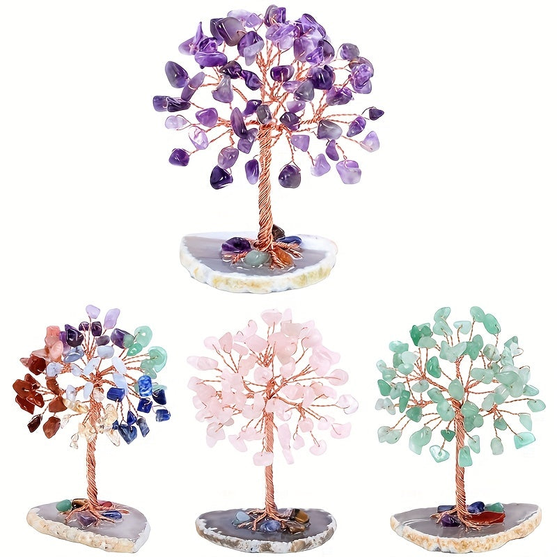 1PC Natural Crystal Tree: Enhance Health & Luck with Seven Chakra Energy - Random Base Gift