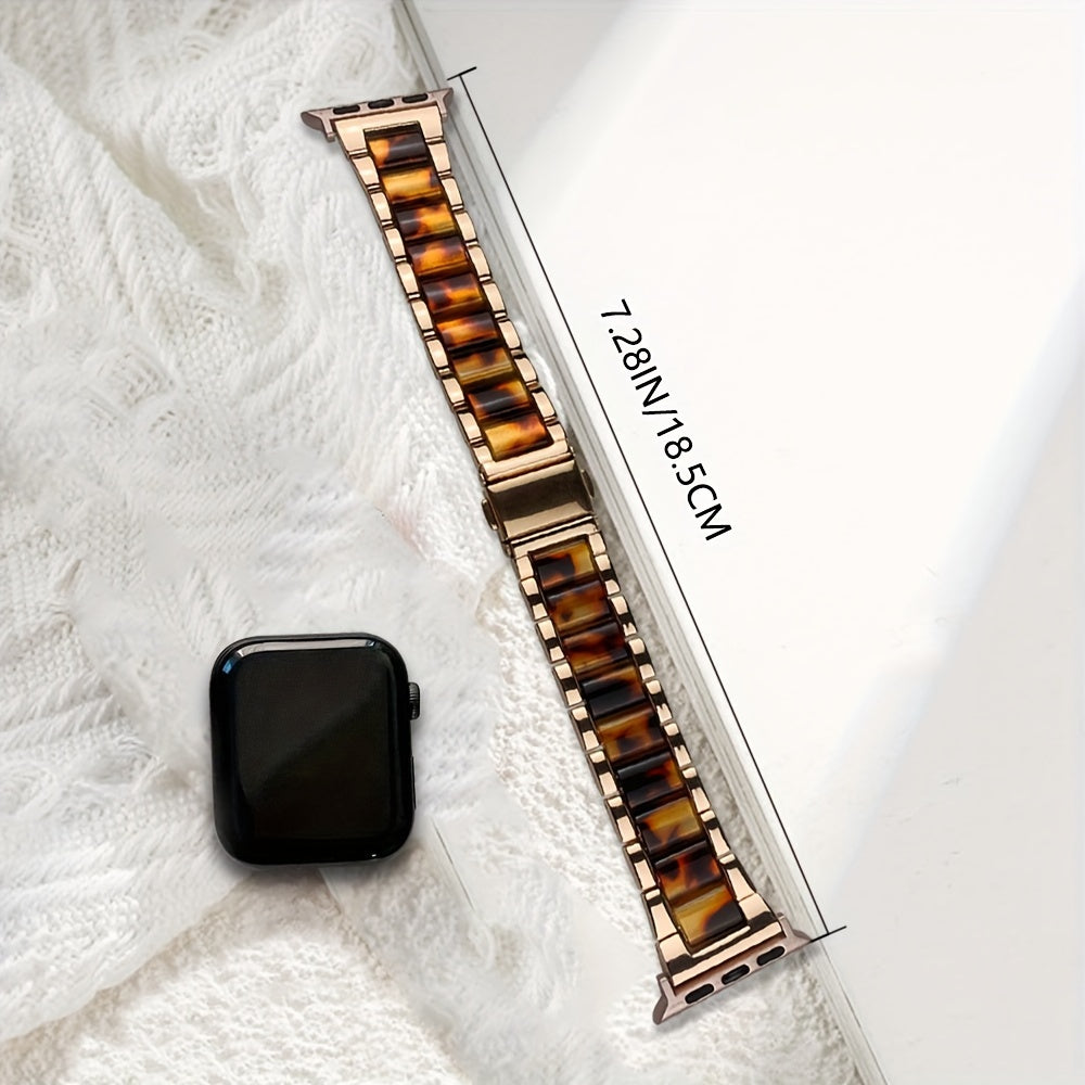 A Creative Stainless Steel And Resin Smart Watch Band Suitable for Smartwatches Enhances Your Style in Sizes 38Mm, 40Mm, 41Mm, 42Mm, 44Mm, And 45Mm.