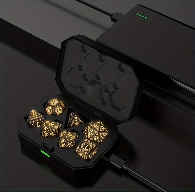 7-Piece Rechargeable LED Dice Set - Add Warm, Breathing Light To Your Board Games!