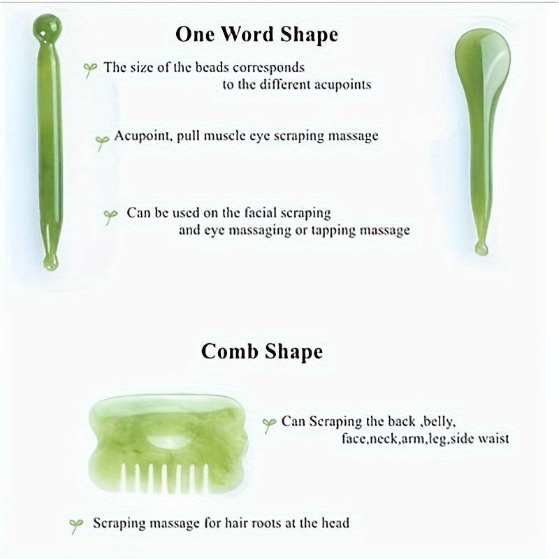 7pcs Natural Resin Gua Sha Set, Traditional Chinese Scraping Massage Tools, for Facial, Back, and Neck, Muscle Relaxation, Stress Relief, wi