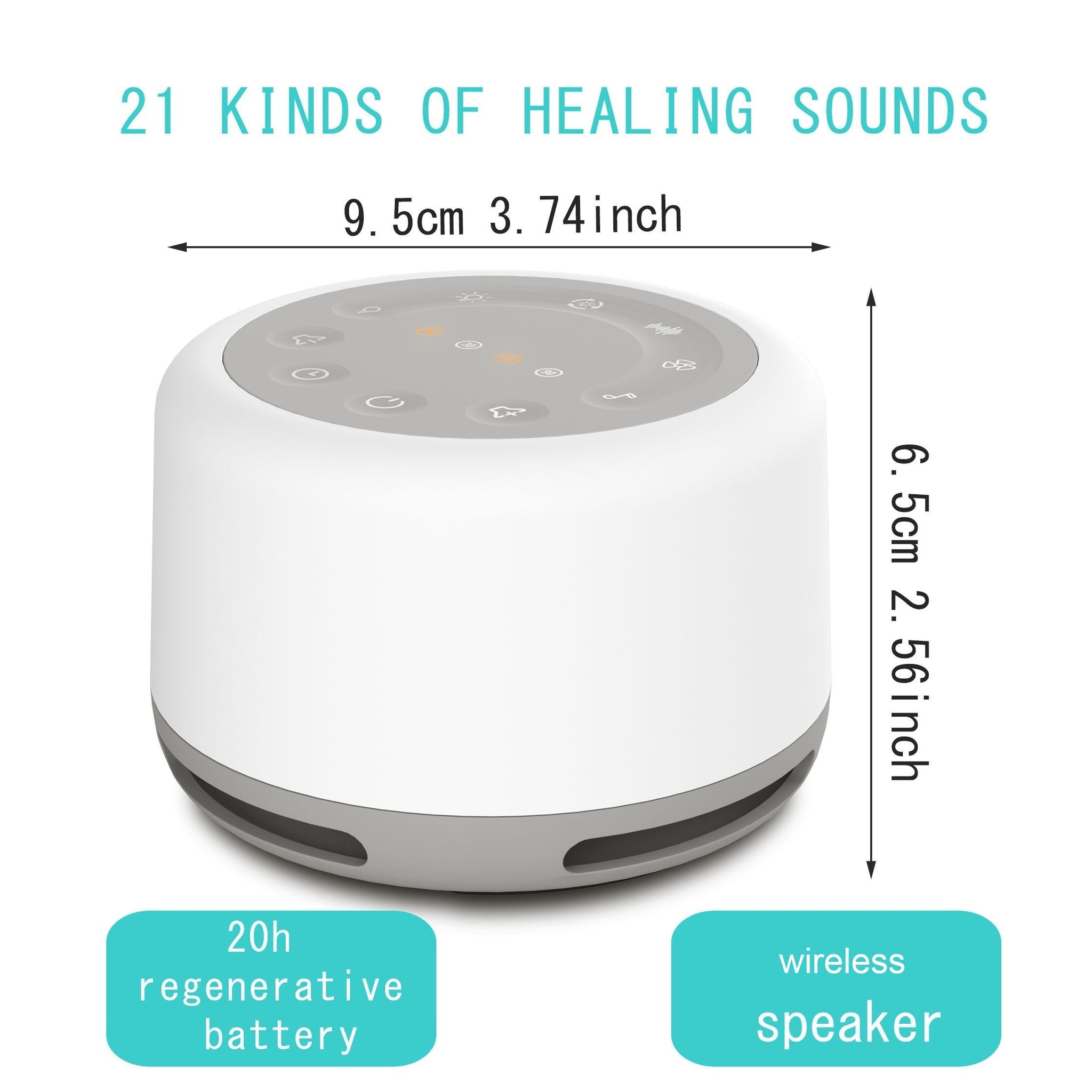 Portable Teal Sleep Sound Machine 1pc - 24 Soothing Sounds, 7-Color Night Light, Wireless, Timer, Battery Operated - Ideal for Adults, Youngsters, Home, Travel, Office