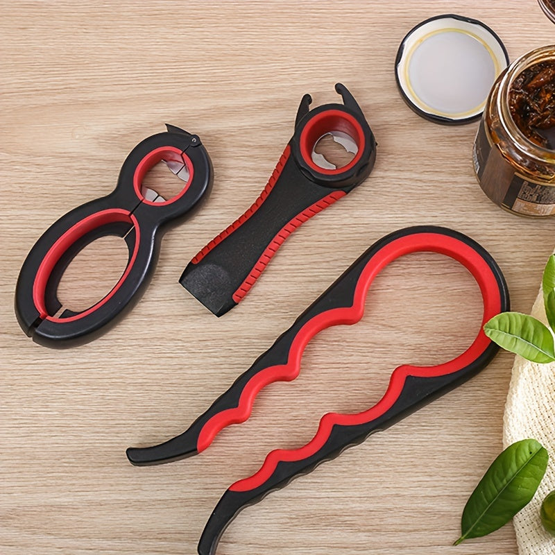 1pc, Bottle Oponer, 5in1 Multi-Function Bottle Jar Opener, Can Container Opener, Twist Anti-Slip Lid Opener Tool, Jar Opener For Weak Hands,