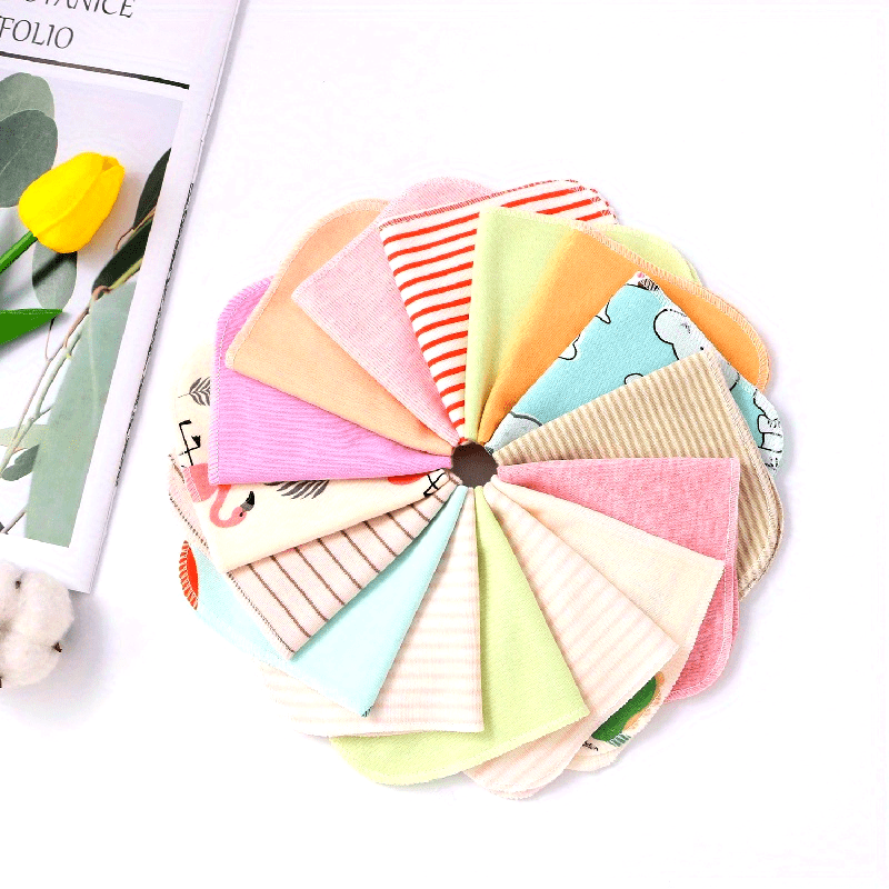 8pcs Soft Cotton Youngsters Washcloths & Face Towels - Vibrant Mixed Colors with Playful Patterns, Ideal for Youngsters' Bath, Feeding, and Gifting, Random Assortment, Youngsters Towels