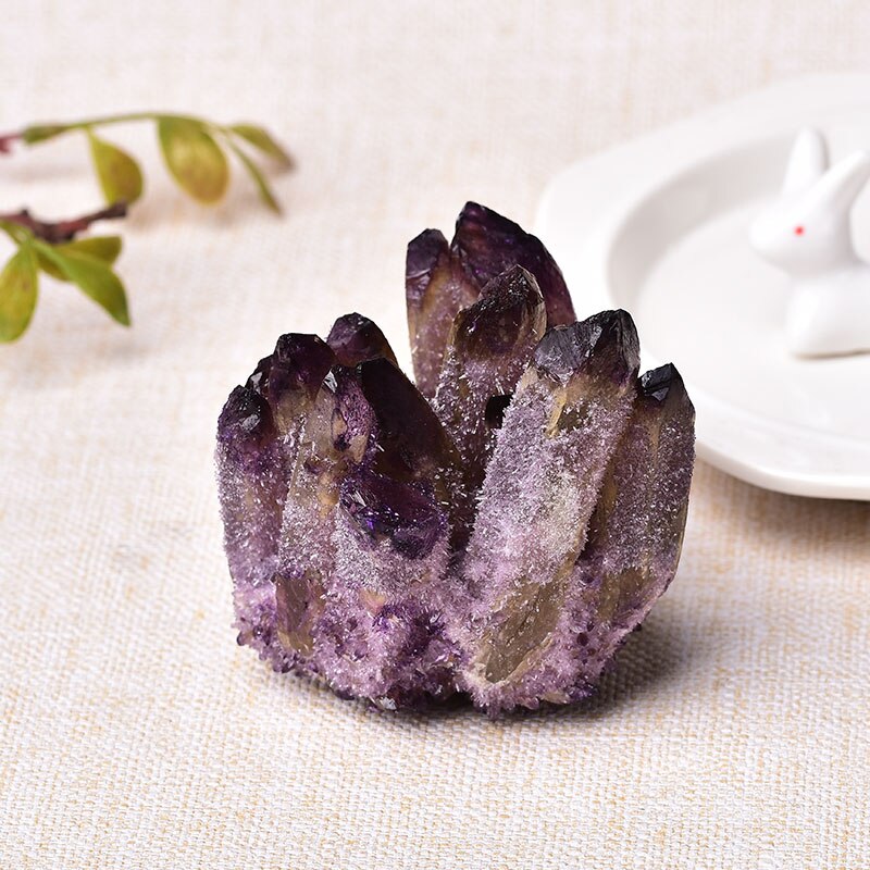 Natural Crystal Cluster Amethyst Specimen Mineral Ore Yellow Green Purple Quartz Reiki Healing Stone Raw Crystals Home Decor