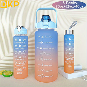 1pc/3pcs Stay Hydrated Anywhere: Portable Leakproof Water Bottle With Time Marker & Lanyard - Perfect For Adults & Families!