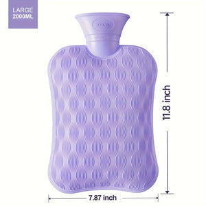 1pc BYXAS Hot Water Bottle, 2L Hot Water Bag For Neck And Shoulder, Hand Feet Warmer, Blue, Purple, White