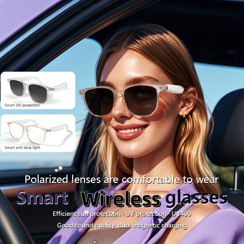 Smart Glasses, Touch Control, Built-in Microphone, High Resolution Audio, Wireless, Rechargeable Battery, Anti-Blue Light, Great for Office, Outdoor, Sports, Driving, Music Playback, Hands-Free Phone Calls - Ideal Holiday Gifts
