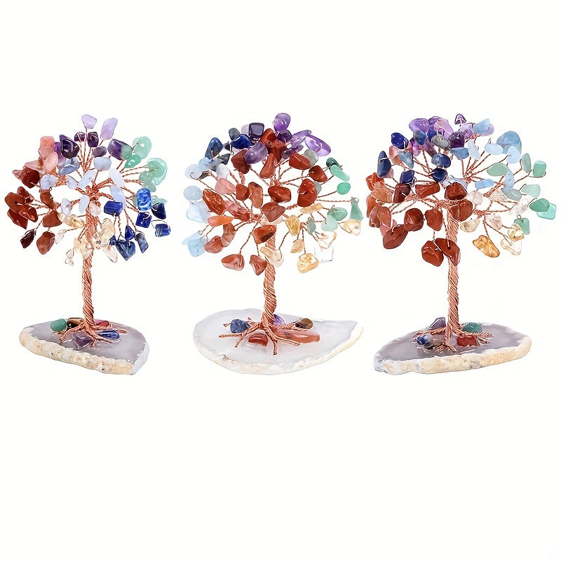 1PC Natural Crystal Tree: Enhance Health & Luck with Seven Chakra Energy - Random Base Gift