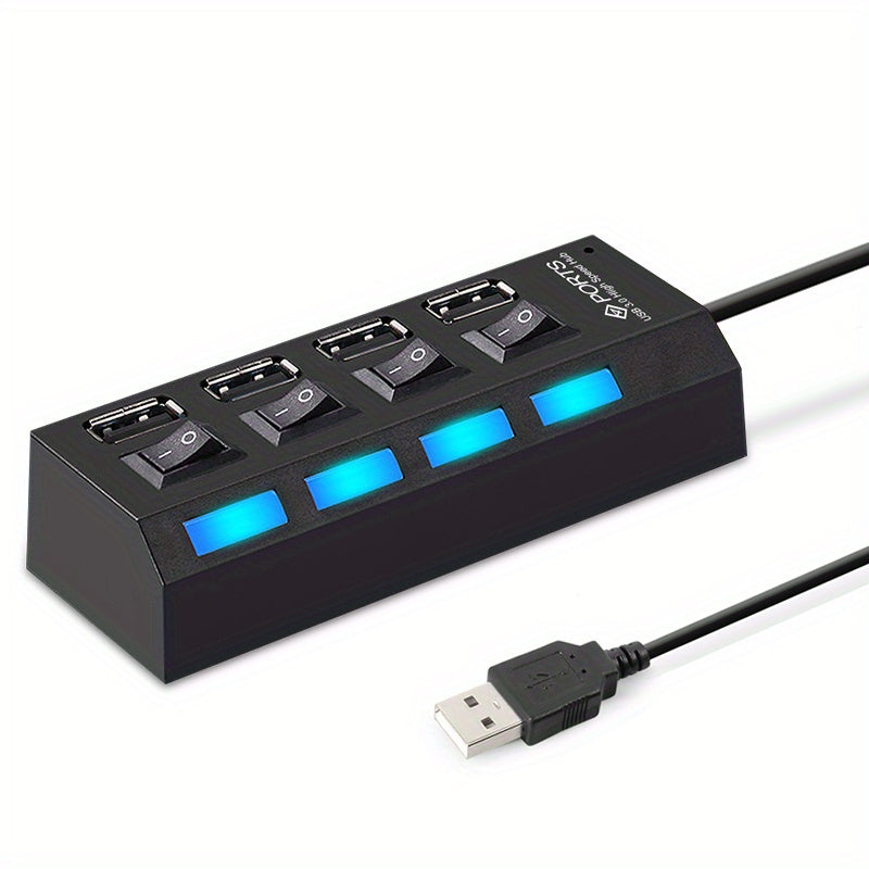 High Speed 4/7 Ports USB HUB 2.0 Adapter Expander Multi USB Splitter Multiple Extender With LED Lamp Switch For PC Laptop