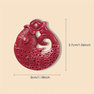 Chinese Red Cinnabar Good Fortune Fish Shape Pendant Necklace