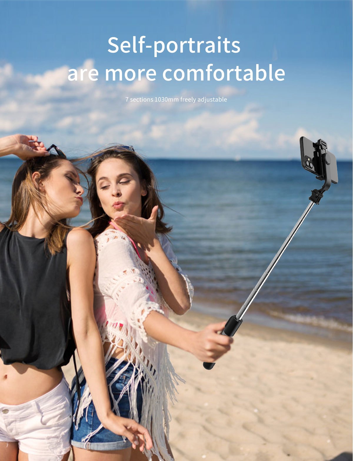 Selfie Stick Tripod With Wireless Remote Control, All In One Expandable Portable IPhone Tripod Selfie Stick, Compatible With IPhone 13 12 11