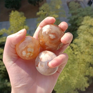 Natural Flower Agate Spheres,Cherry Agate Crystal Ball,Healing Crystal,Quartz Ball,Natural Polished Cherry Blossom Balls For Meditation&Home Decoration,Reiki Healing,Reiki Healing,Crystal Gifts,Christmas Decorations Thanksgiving Gifts